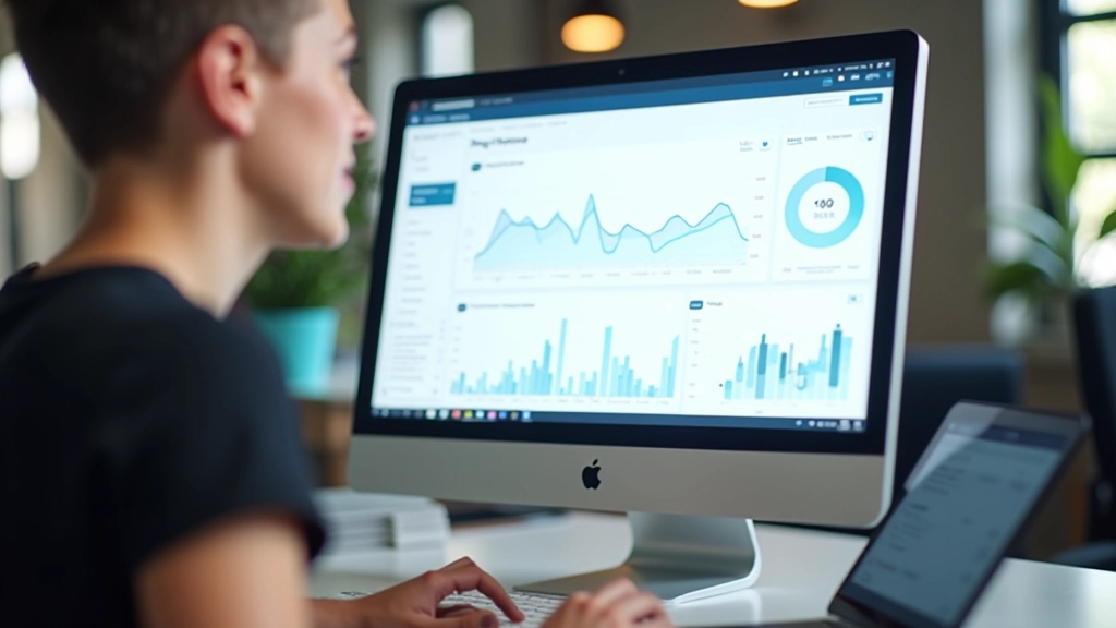 Computer scherm met analytische dashboard en grafieken voor projectmetingen