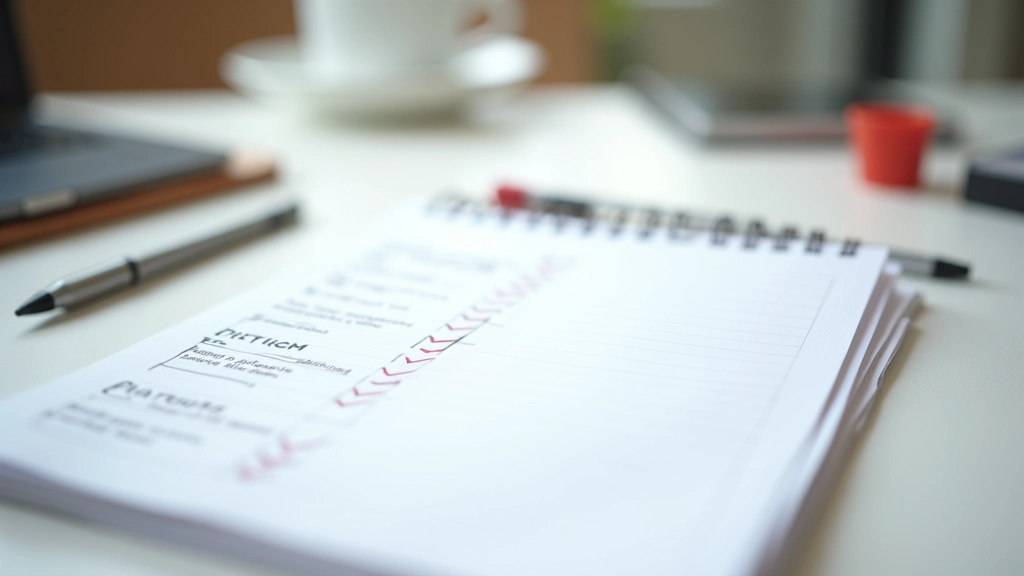 Checklist voor crowdfunding voorbereiding op een notitieblok met aantekeningen